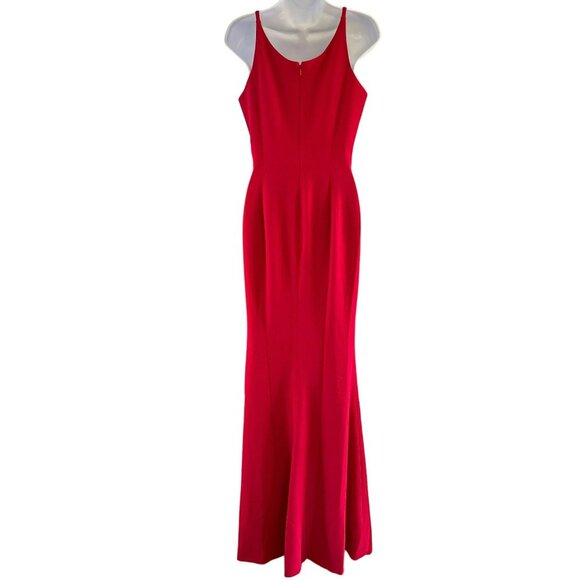 Dress the Population Women's Ruby Red Spaghetti Strap Plunging Long Dress Small - Picture 4 of 5